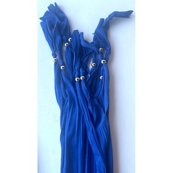 Blue Scarf w/Silver Chain Crown Gem Pendant (Brand Unknown-READ) - Picture 8 of 16